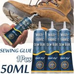Quick-dry Fabric Adhesive 50ML - Waterproof Sew Glue For Denim Faux Leather & All Fabrics Flexible Bonding Repair Solution