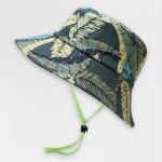 Palm Leaf Bucket Hat With Drawstring