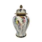 Ginger Jar White With Paint Splatter Design 8X32CM