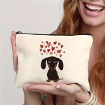 Dachshund Dog Print Makeup Bag Zipper Bag Travel Cosmetic Bag Pen Bag Stationery Supplies Bag Multifunctional Bag Gift For Frien