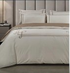 Cheryl T400 Duvet Cover Set In Cream & Stone - Cream & Stone Queen
