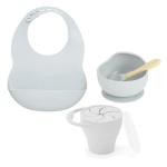 4AKID Silicone Baby Feeding Set 4PC - Blue Grey