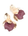 Goldair Gold Burgundy Half Flower Statement Stud Earrings