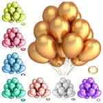 50PCS Metallic Colored Latex Party Balloon Birthday Graduation Wedding Bride Bachelorette Party Decoration With Ribbon