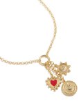 Goldair Gold Plated Diamante Disc & Red Heart Charm Necklace