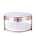 Rose Gold White Stone Round Coffee Table