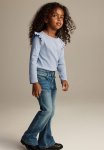 Flounce-trimmed Ribbed Top - Blue