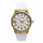 Diva Gold white Strap Women Watch With White Frame And Inside
