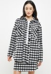 Brushed Check Shacket - Black & White