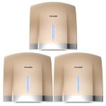 Polasen Hand Dryers For Bathrooms Wall Mount 3 Pack Gold Efficient Warm Cold Wind Blower Quick Drying For Commercial Industry Re