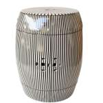 Monochrome Stripes Ceramic Drum Stool