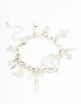 Silver Watch & Bow Charm Bracelet