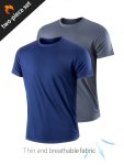 2PCS Quick-drying Men's Solid Thin Breathable Short Sleeve Round Neck T-shirts Set Summer Outdoor Running Workout