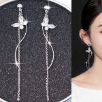 Women's Holiday Halloween Party Shiny Earrings Jewelry Trendy Butterfly Tassel Pendant Stud Earrings