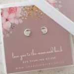 Lalaya 925 Sterling Silver Moon And Heart Ear Stud Earrings Size 7X8MM