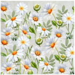 Tear Resistant Deco Print Daisies On Grey