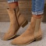 Women's Solid Color Chunky Heel Boots Casual Point Toe Side Zipper Boots Comfortable Ankle Boots