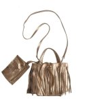 Genuine Leather Fringed MINI Shopper Bag - Pewter Free