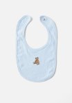 Cotton On Organic Pointelle Bib - White Water Blue vintage Teddy Bears