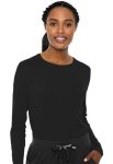 Med Couture Women's Underscrub Top Long Sleeve Performance Knit Tee 360 Stretch Lightweight & Ultra Soft Fabric - MC8499 S Black