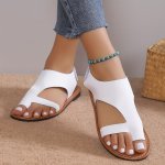 Women's Toe Loop Flat Sandals Open Toe Slingback Shoes Casual Beach Sandals