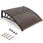 Goplus Awnings For Doors 48" X 40" Window Awning With Rain Snow Sunlight Uv Protection Upf 50+ Hollow Sheet Outdoor Overhead Awn