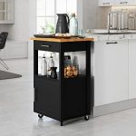 Shintenchi Kitchen Island Cart With Storage Rolling Kitchen Island Side Table On Wheels With Worktop Single Door Storage Cabinet