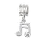 C1216-C29544 - 925 Sterling Silver Music Note Dangle European Charm Bead