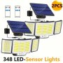 1/2 Pack Solar Lights Outdoor 348 LED Motion Sensor Lights With Remote Control 3 Head IP65 Waterproof Security Lights Solar Flood Wall Lights With