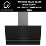 Grundig Black Glass Wall Mount Inclined Cookerhood - 90CM