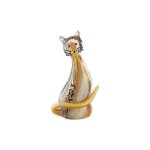 Glassart Figure Cat Orange Tail
