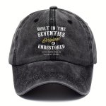 Cool Hippie Curved Brim Baseball Cap Built In The Seventies Print Distressed Trucker Hat Snapback Hat For Casual Leisure Outdoor