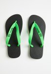 Boys Base Colour Flip Flops - Black green