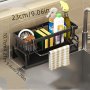 Kitchen Sink Caddy Organizer With Removable Rod - 1 Piece Durable Plastic Sponge Holder Non-Food Contact Countertop Storage For Sponges Soaps & Cleaning Supplies