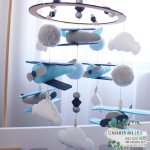 Cot Mobile Blue Airplanes And Clouds