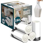 Forid Small Drawstring Trash Bags - 2.6 Gallon White Garbage Bags 240 Count Durable & Thick Bags Multipurpose Use