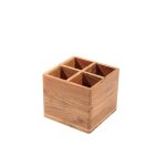 Wooden Square Cutlery Caddy Natural