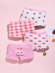 4PCS Girl's Boxer Briefs Cute Cartoon Pattern Elastic Waist Shorts Breathable Comfy Kid's Underwear Kids Clothes