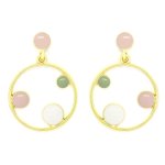 Round Earrings With Multicolour Acrylic Inlay