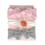 4AKID 3PC Baby Headband Set - Cream Pink Grey