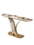 Efurn Fortuna Marble Tile Top Console Table Rose Gold