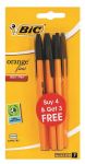 BIC Orange Fine Ball Pens Black 4+3 Free
