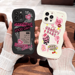 2PCS Pink Letter Graphic Luxury Phone Case For Iphone 11 14 13 12 Pro Max Xr Xs 7 8 Plus Shockproof Cases Fall Bumper