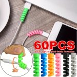 60 36 12PCS Spiral Cable Protector Desk Set Earphone Cable Organizer Wire Data Line Holder Winder Wrap Cord Office Accessories