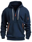 Men's Casual Sports Hoodie Athletic Pullover Zippered Pockets Comfort Fit