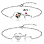 CBA103733 - Personalized Photo Name & Birthstone Bracelet Stainless Steel