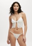 Cotton On Broderie Longline Lace Tie Up Bralette - French Vanilla