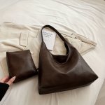Women's Vintage Solid Color Hobo Bag Lightweight Casual Shoulder Bag With Insert Pouch For Daily Use