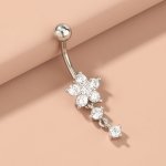 1PC Zirconia Flower Pendant Belly Button Ring Elegant Body Piercing Jewelry