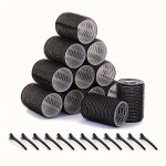 24PCS Self-adhesive Hair Curling Rollers Clips Set With 12PCS Hair Curlers Self Grip Holding Rollers And 12PCS Hair Clips Diy Ha